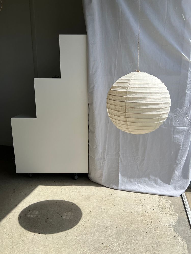 Suspensions - Grande suspension en rotin et lin naturel japonisante ronde D:60 - OFFICE OBJETS