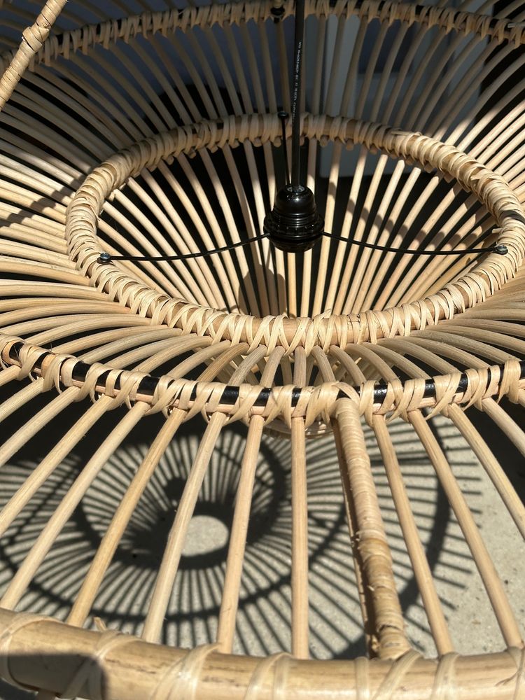 Platter and bowls - Large rattan saucer suspension with iron frame D:120 H:60 - OFFICE OBJETS
