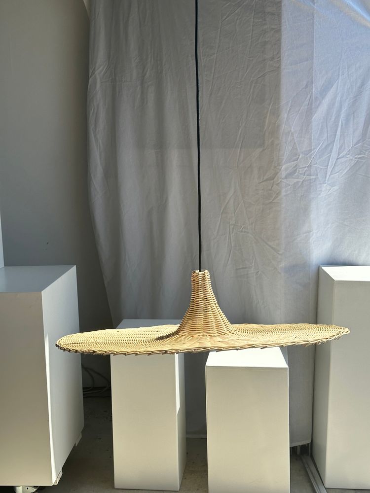 Hanging lights - Large pendant light, rattan lamp in the shape of a hat D:80cm - OFFICE OBJETS