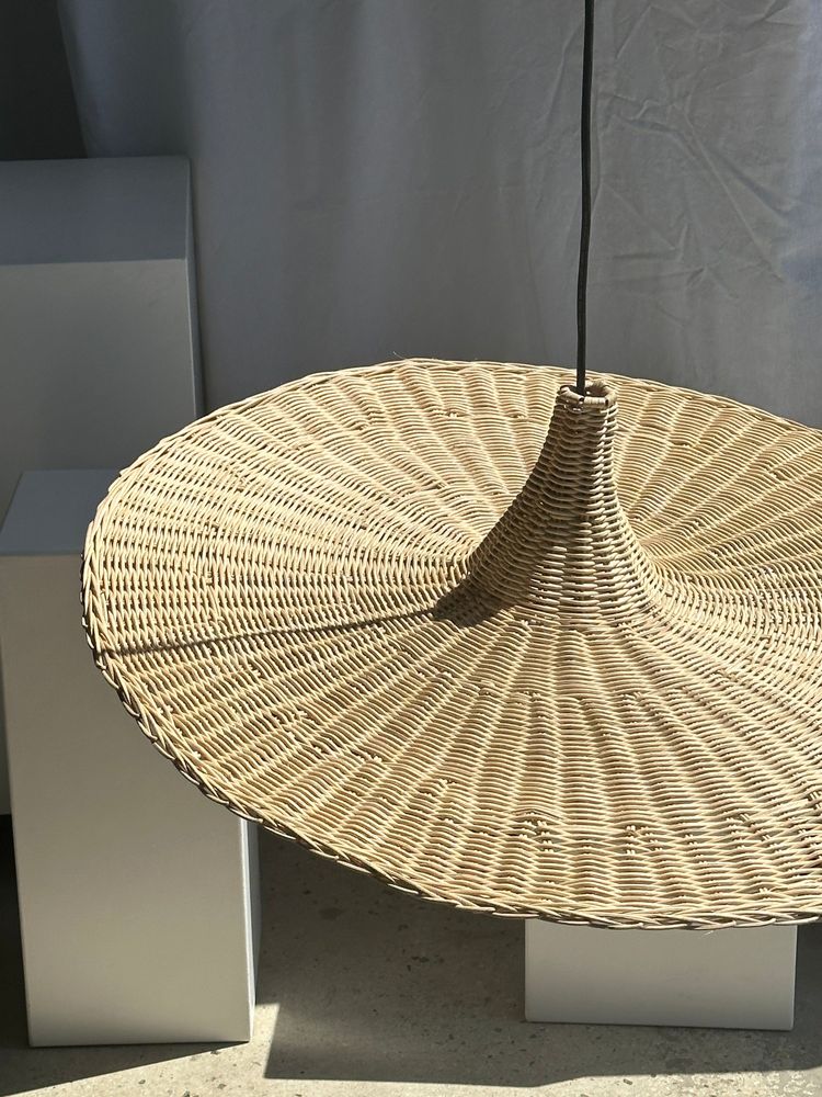 Hanging lights - Large pendant light, rattan lamp in the shape of a hat D:80cm - OFFICE OBJETS