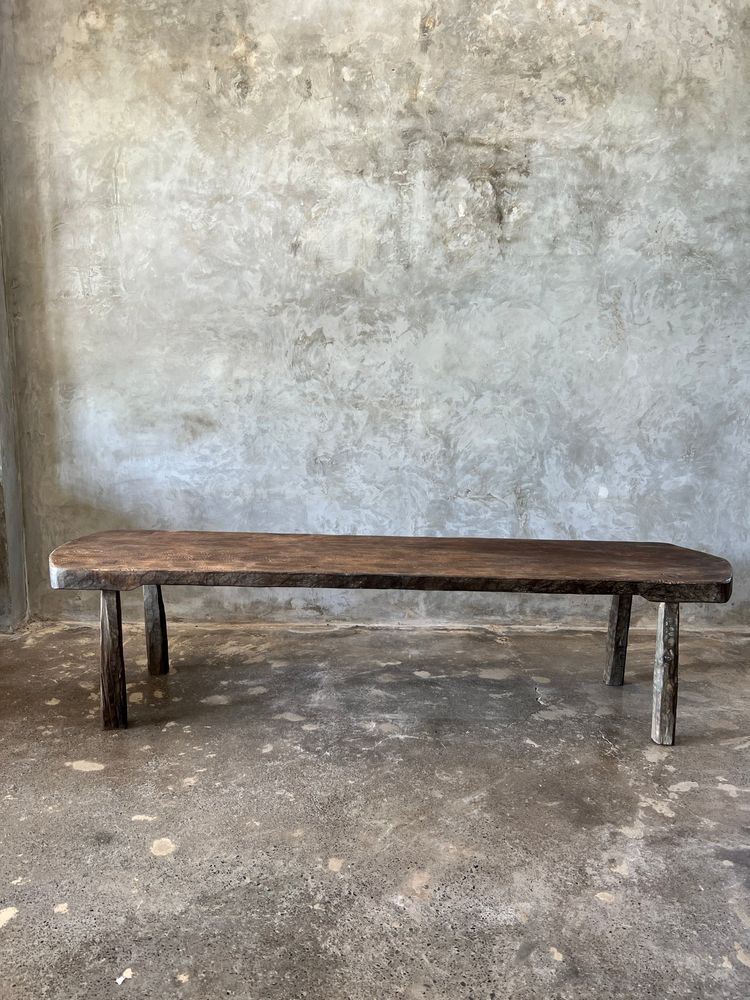 Tables basses - Grande table basse arrondie en teck asiatique ancien L:2m l:50 H:50 - OFFICE OBJETS
