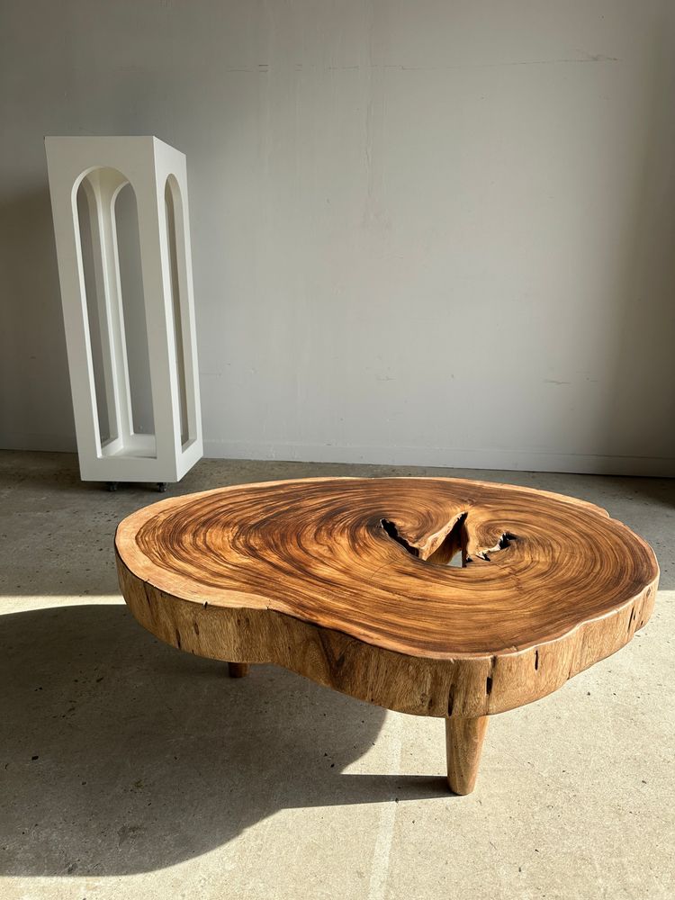 Coffee tables - Large coffee table, natural monoxyl wood top (suar) - Awan - OFFICE OBJETS