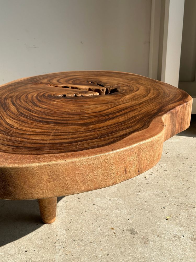 Tables basses - Grande table basse, plateau en bois naturel monoxyle (suar) - Kapas - OFFICE OBJETS