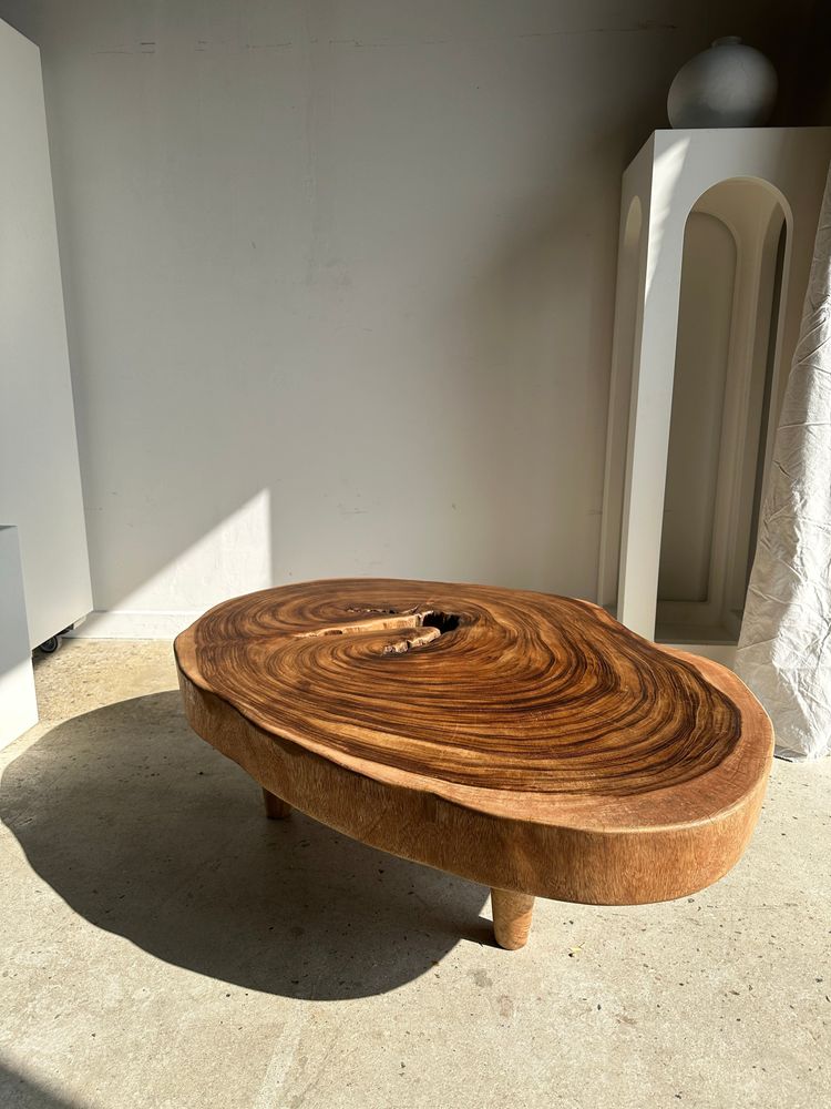 Tables basses - Grande table basse, plateau en bois naturel monoxyle (suar) - Kapas - OFFICE OBJETS