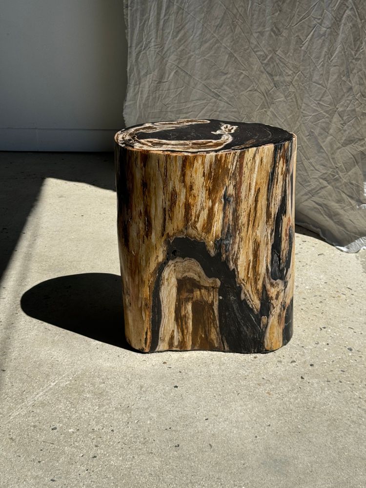 Other tables - Large black multicolor organic petrified wood side table H:45 D:26-36 - OFFICE OBJETS