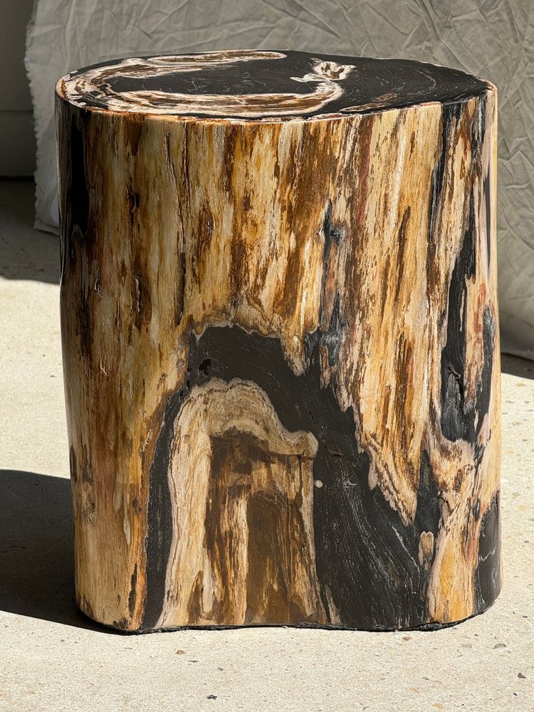 Other tables - Large black multicolor organic petrified wood side table H:45 D:26-36 - OFFICE OBJETS