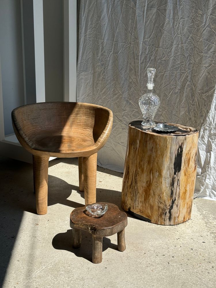Other tables - Large black multicolor organic petrified wood side table H:45 D:26-36 - OFFICE OBJETS