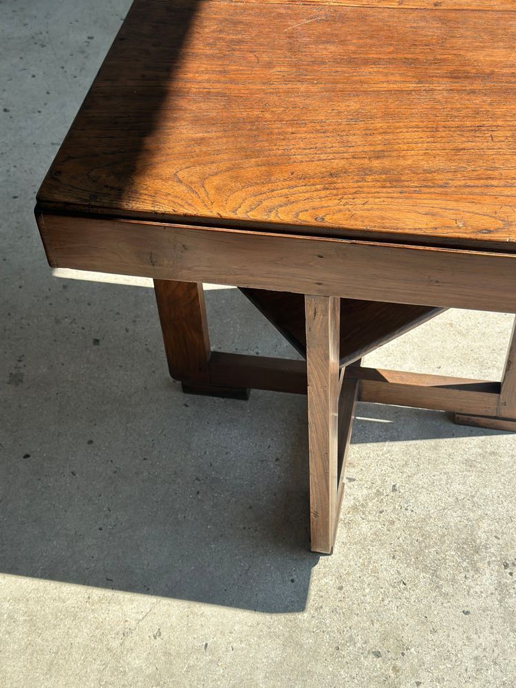 Autres tables  - Guéridon ou petite table d'appoint carrée piètement quadripode à entretoise de style moderniste vintage  - OFFICE OBJETS