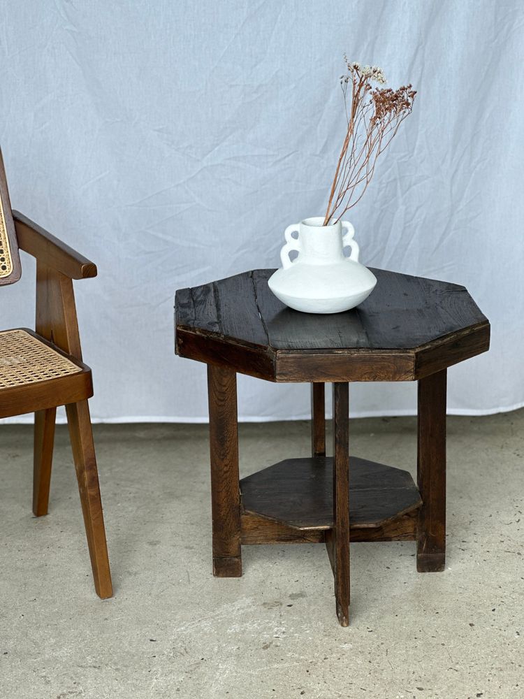 Autres tables - Guéridon ou petite table d'appoint octogonale piètement quadripode à entretoise de style moderniste vintage - OFFICE OBJETS