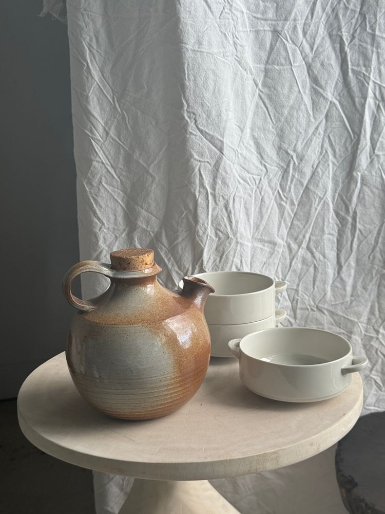 Carafes - Stoneware jar with cork stopper H17 - OFFICE OBJETS
