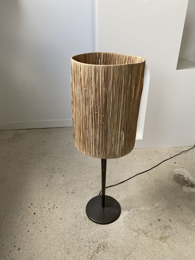 Table lamps - Vintage metal lamp with natural fiber lampshade - OFFICE OBJETS