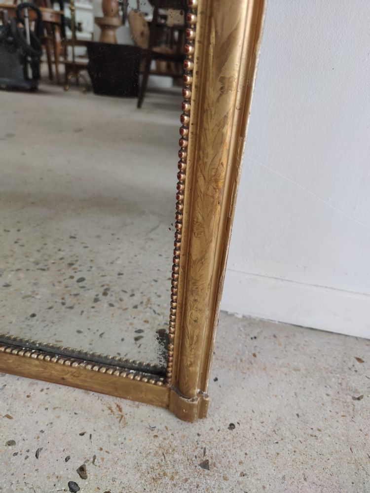 Miroirs - Long miroir en bois et stuc doré à rais de perles H: 2m45 L:40cm - OFFICE OBJETS
