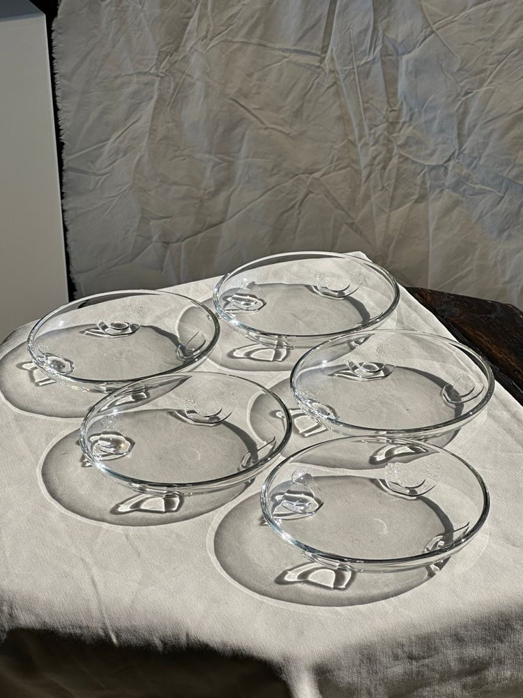 Plats et saladiers - Lot de 5 grandes coupelles en verre vintage à motif d'oiseau stylisé - OFFICE OBJETS