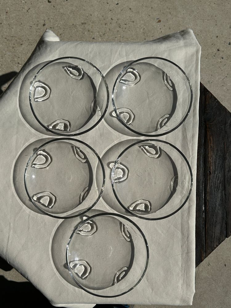 Plats et saladiers - Lot de 5 grandes coupelles en verre vintage à motif d'oiseau stylisé - OFFICE OBJETS