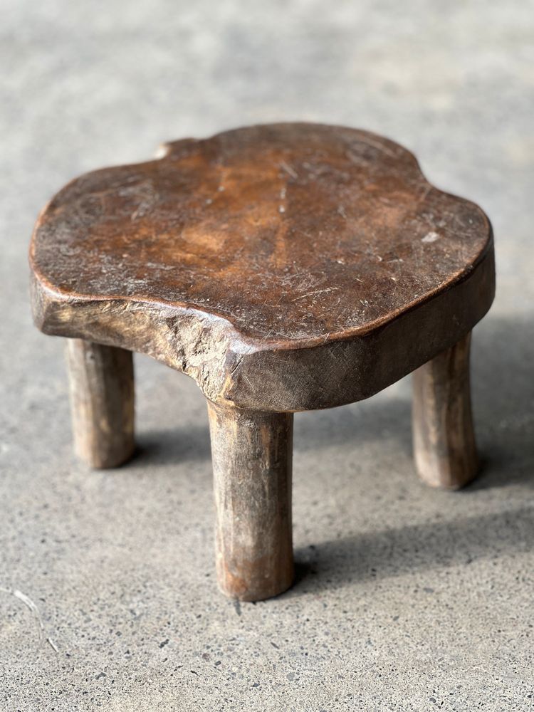 Stools - Mini low stool in upcycled old Asian teak H15 D24 - OFFICE OBJETS