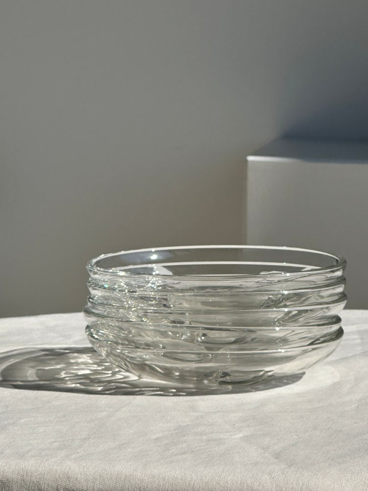 Plats et saladiers - Lot de 5 grandes coupelles en verre vintage à motif d'oiseau stylisé - OFFICE OBJETS