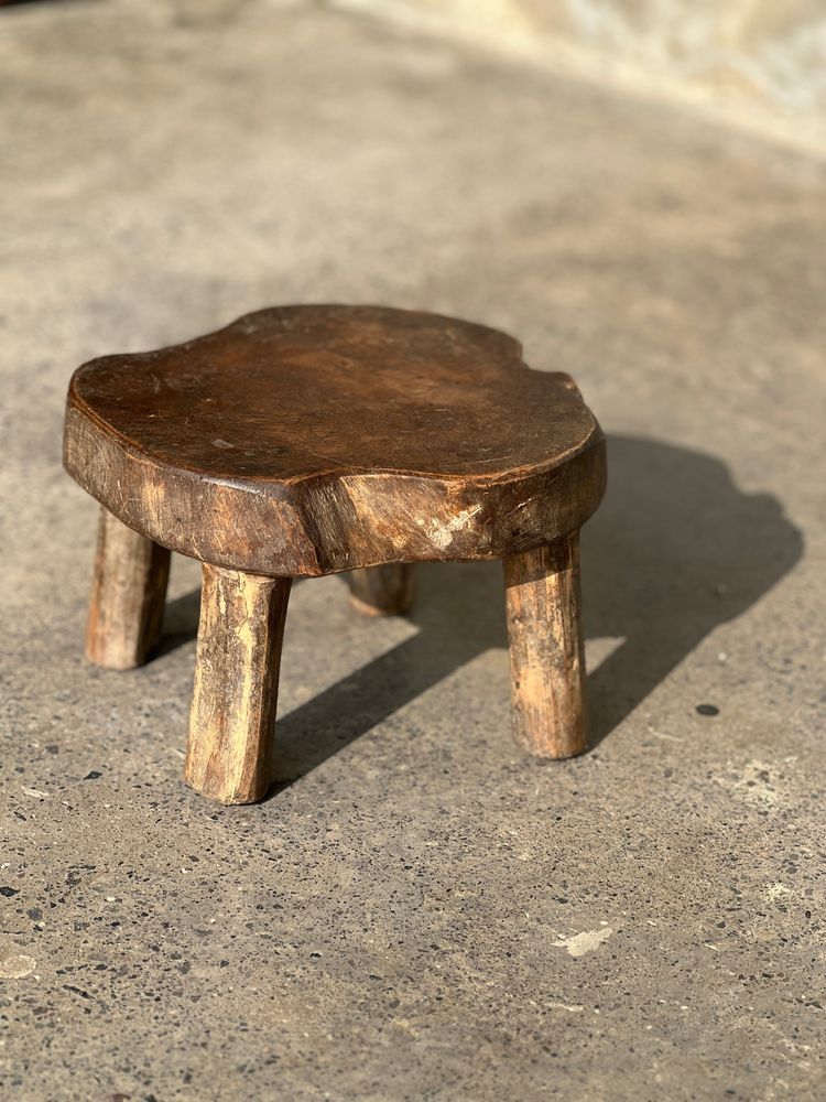 Stools - Mini low stool in upcycled old Asian teak H15 D24 - OFFICE OBJETS