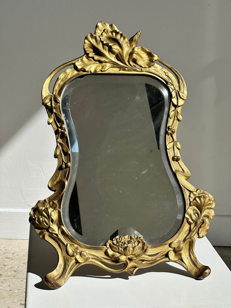 Miroirs - Miroir à poser en bronze doré style Art Déco glace biseautée H40cm - OFFICE OBJETS
