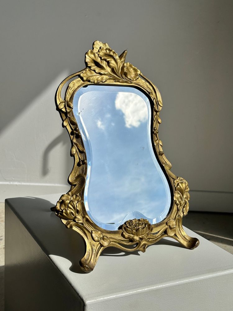Miroirs - Miroir à poser en bronze doré style Art Déco glace biseautée H40cm - OFFICE OBJETS
