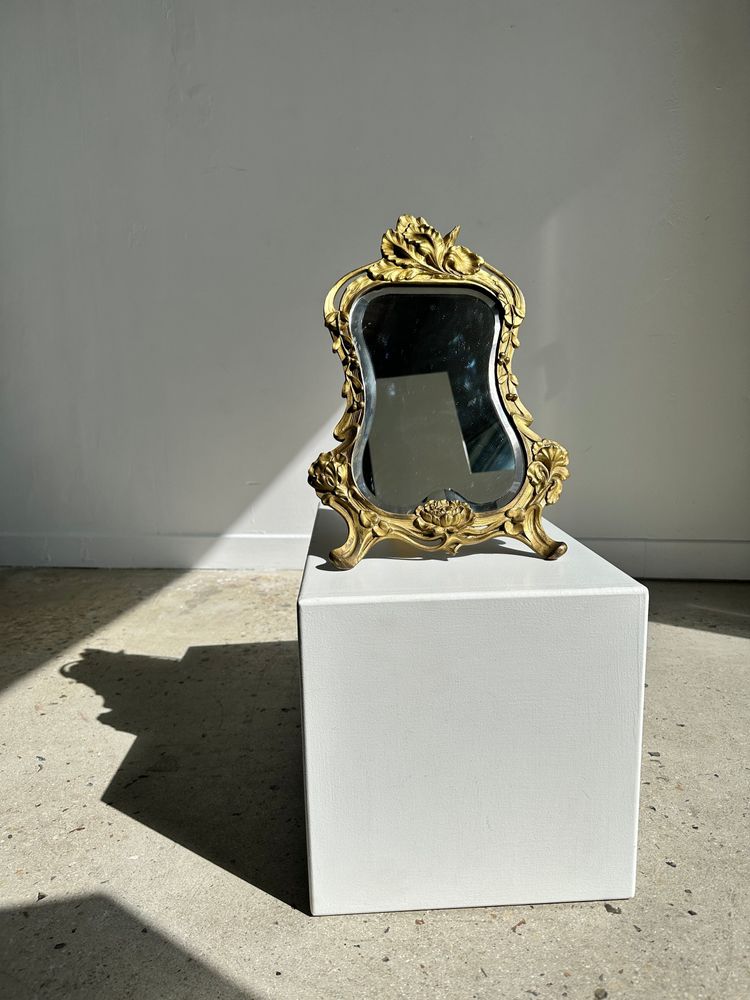 Miroirs - Miroir à poser en bronze doré style Art Déco glace biseautée H40cm - OFFICE OBJETS