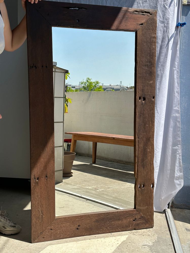 Mirrors - Antique exotic brutalist ironwood frame mirror H:139cm - OFFICE OBJETS