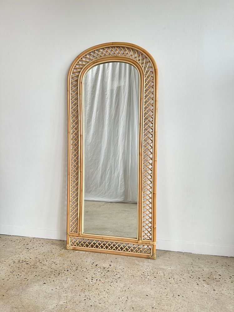 Miroirs - Miroir de pied en rotin à croisillons H:1m80 - OFFICE OBJETS
