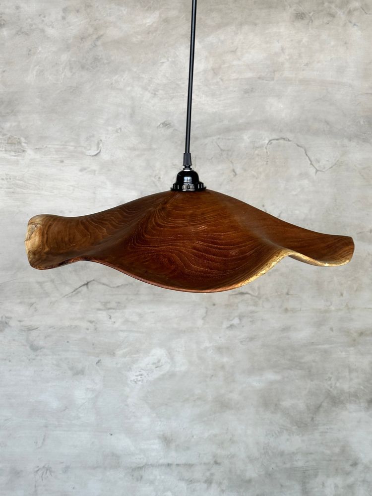 Suspensions - Moyenne suspension en feuille de teck ondulée (Medium D:50 H:20) - OFFICE OBJETS