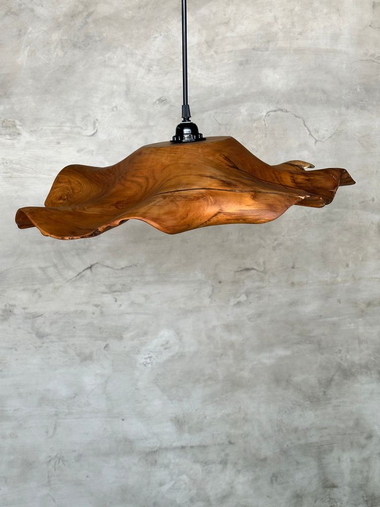 Suspensions - Moyenne suspension en feuille de teck ondulée (Medium D:50 H:20) - OFFICE OBJETS