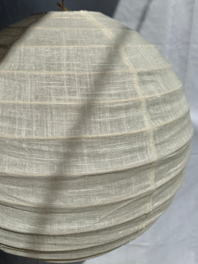 Hanging lights - Medium round Japanese-style rattan and natural linen pendant light D:40 - OFFICE OBJETS