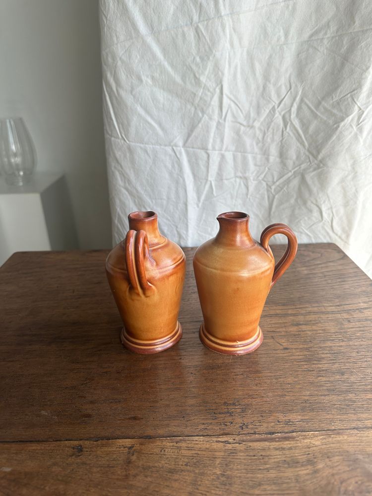 Carafes - Pair of mini orange stoneware pitchers - OFFICE OBJETS