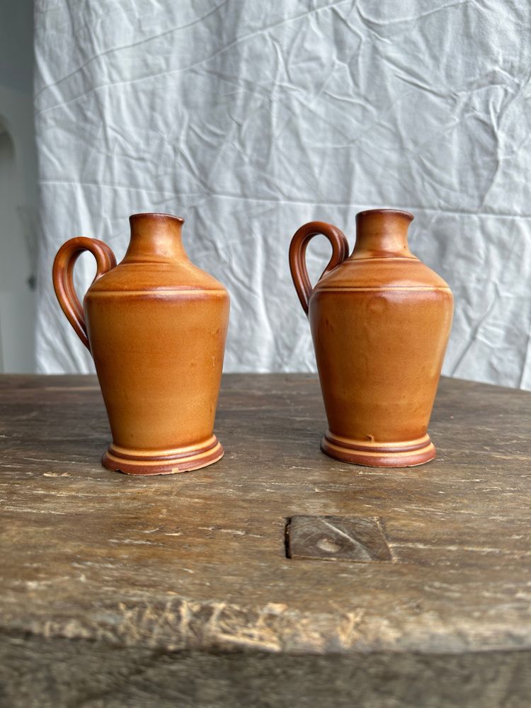 Carafes - Pair of mini orange stoneware pitchers - OFFICE OBJETS