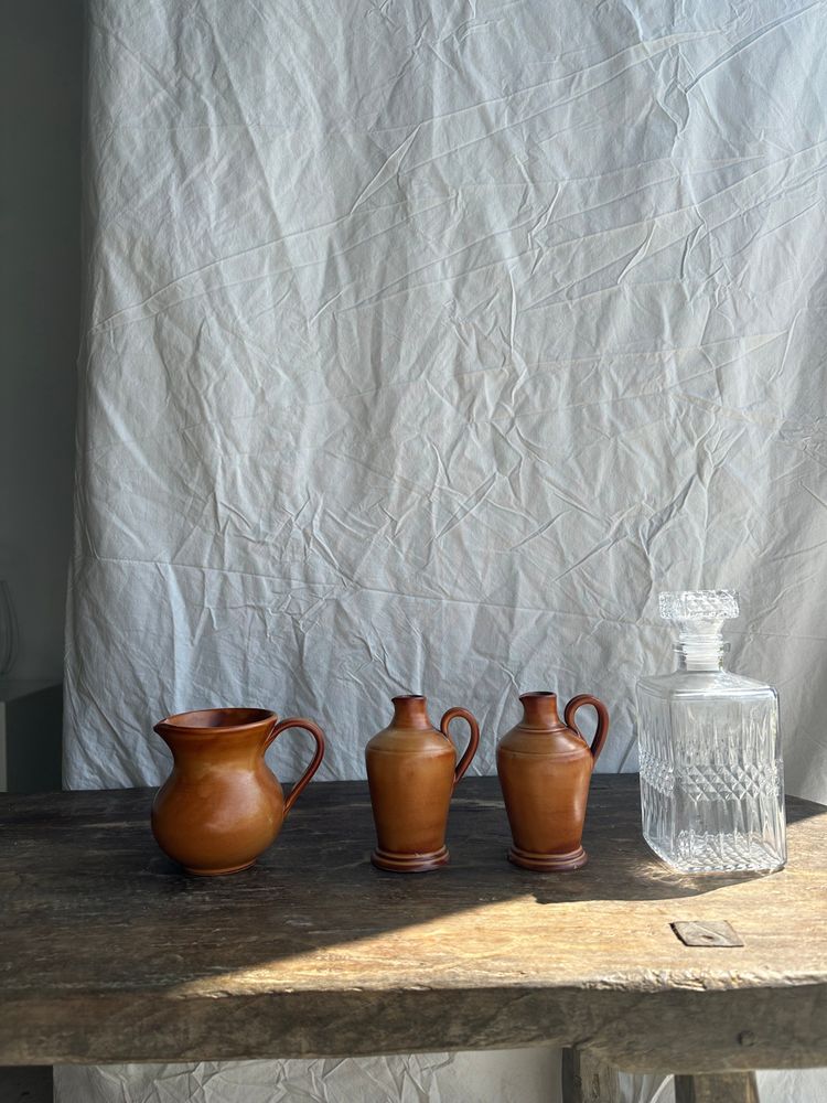 Carafes - Pair of mini orange stoneware pitchers - OFFICE OBJETS