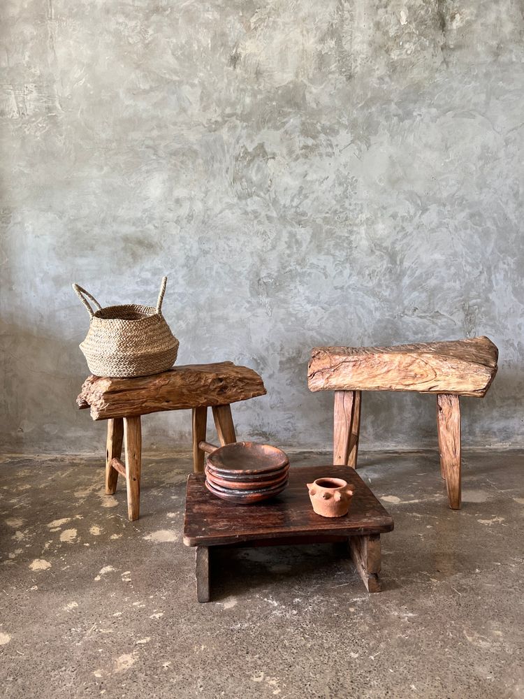 Benches - Small organic bench in blond Asian teak quadripod - Delapan - OFFICE OBJETS