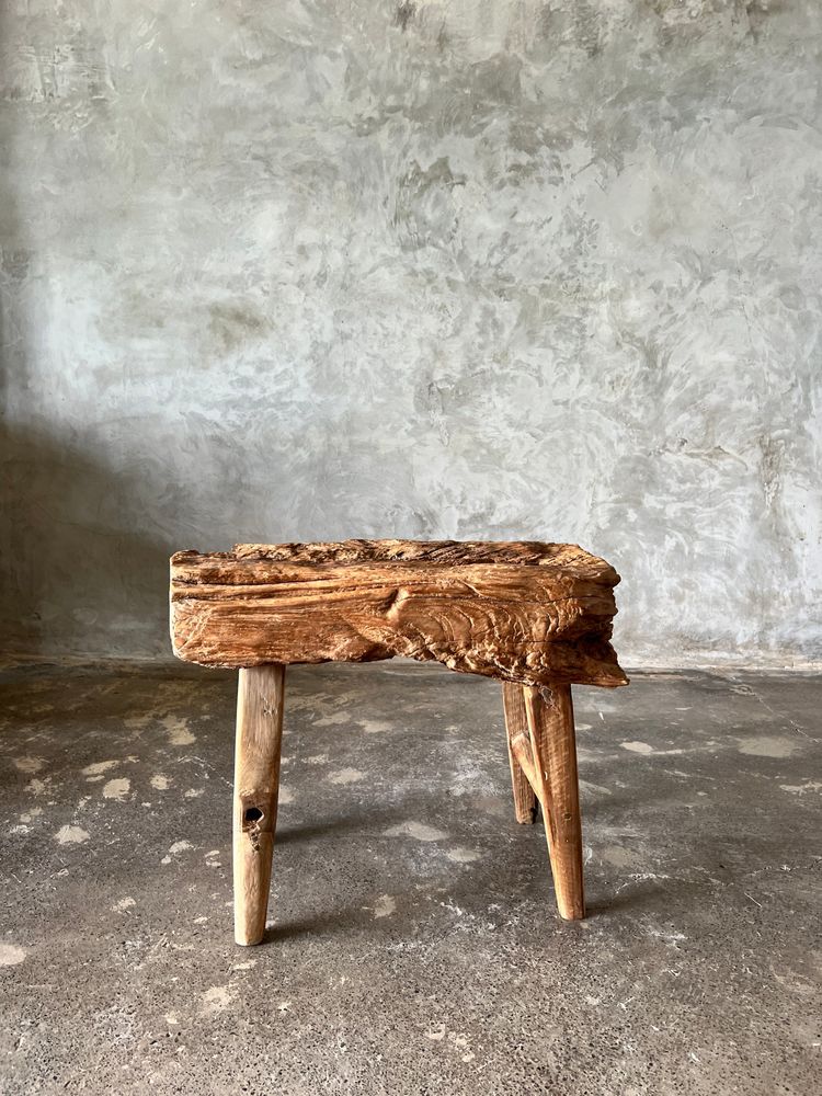 Bancs - Petit banc organique en teck asiatique blond quadripode - Empat - OFFICE OBJETS