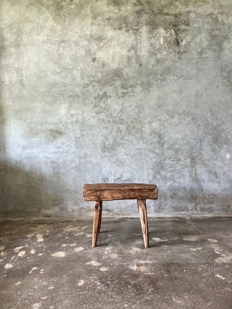 Bancs - Petit banc organique en teck asiatique blond quadripode - Enam - OFFICE OBJETS