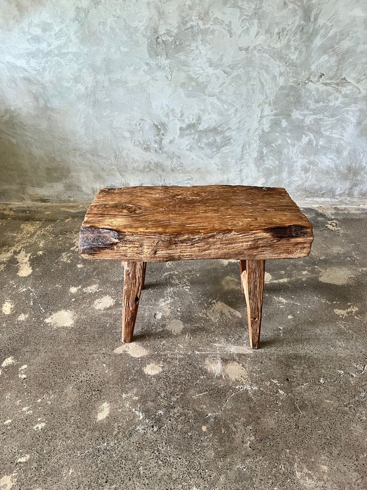 Bancs - Petit banc organique en teck asiatique blond quadripode - Enam - OFFICE OBJETS