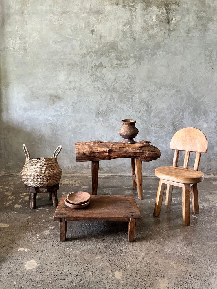 Benches - Small organic bench in blond Asian teak quadripod - Sembilan - OFFICE OBJETS