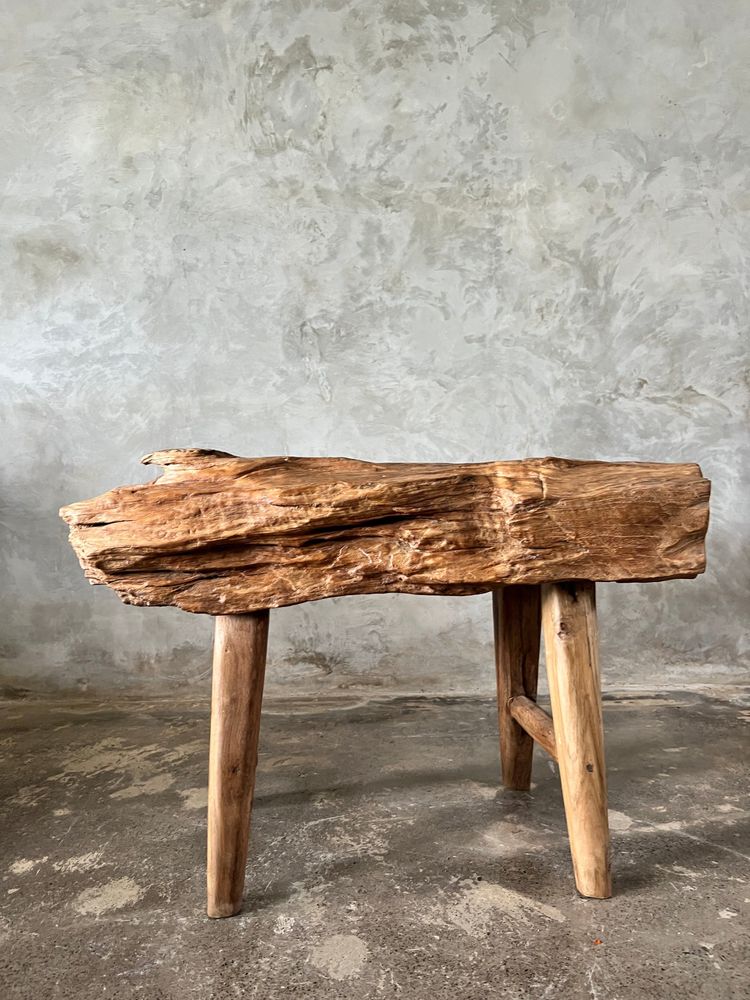 Benches - Small organic bench in blond Asian teak quadripod - Sembilan - OFFICE OBJETS