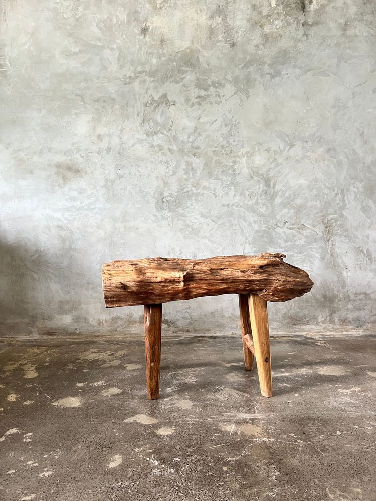 Benches - Small organic bench in blond Asian teak quadripod - Sembilan - OFFICE OBJETS