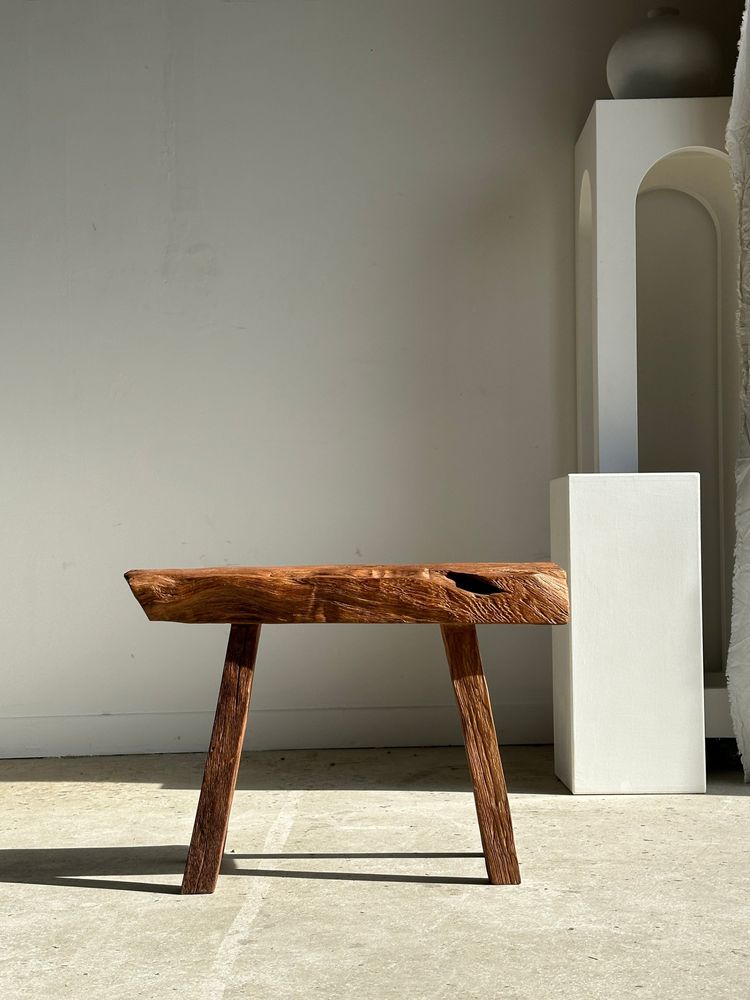 Benches - Small organic bench in upcycled Asian teak quadripod - Sungai - OFFICE OBJETS