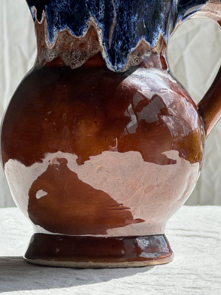 Carafes - Small West Germany style jug brown and blue glazed ceramic H:17 - OFFICE OBJETS