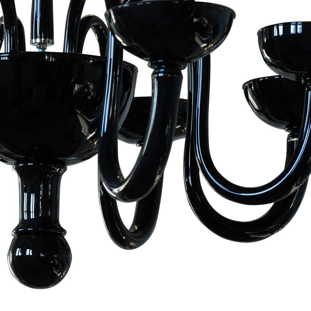 Ceiling lights - Hand Blown Black Murano Glass Chandelier - Elegant Design - BOTTEGA VENEZIANA