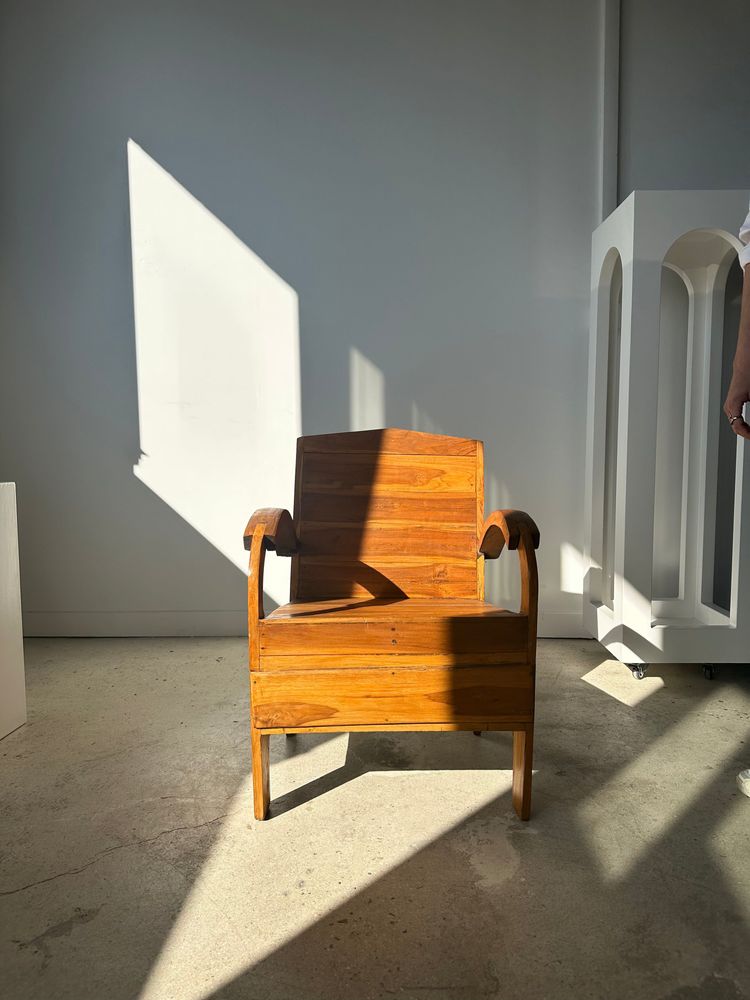 Fauteuils - Petit fauteuil asiatique en lattes de bois upcyclé naturel - OFFICE OBJETS