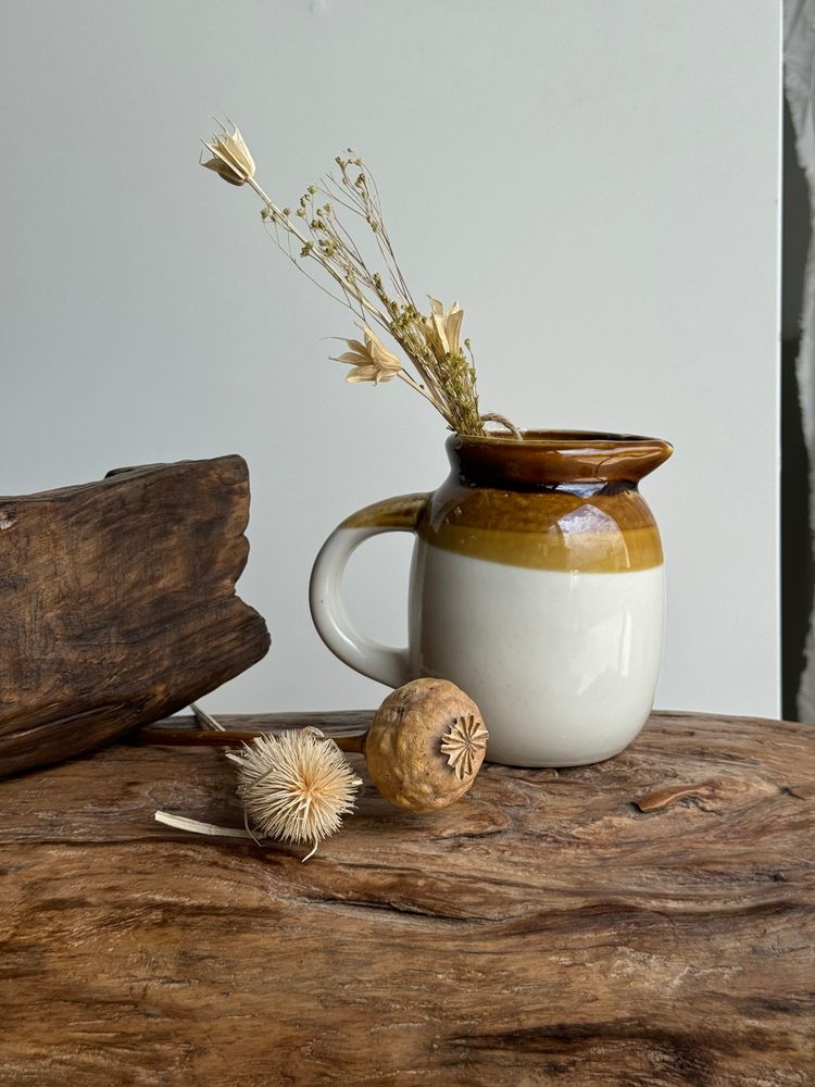 Carafes - Petit pichet bicolore blanc et marron Made in China - OFFICE OBJETS