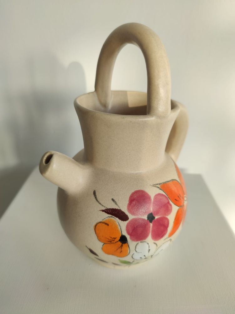 Carafes - Small stoneware ball pitcher with floral pattern - OFFICE OBJETS