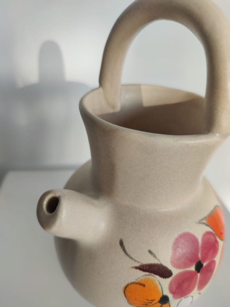 Carafes - Small stoneware ball pitcher with floral pattern - OFFICE OBJETS