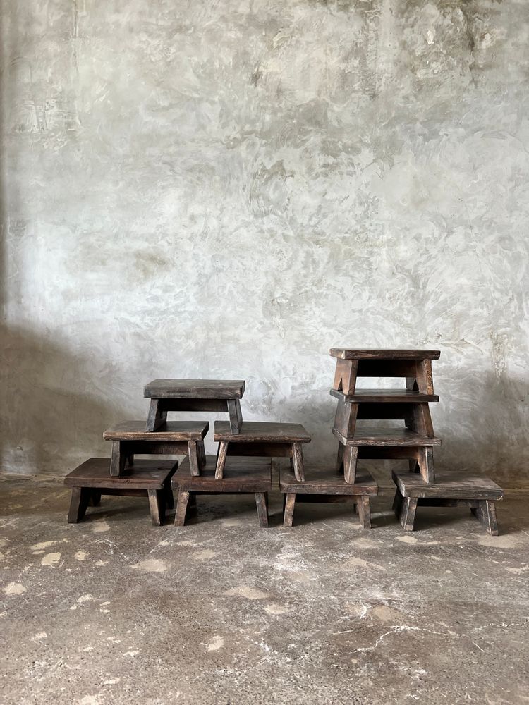 Stools - Small stool, side stool in old teak, footrest - OFFICE OBJETS