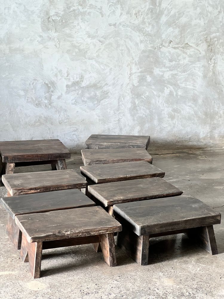 Stools - Small stool, side stool in old teak, footrest - OFFICE OBJETS