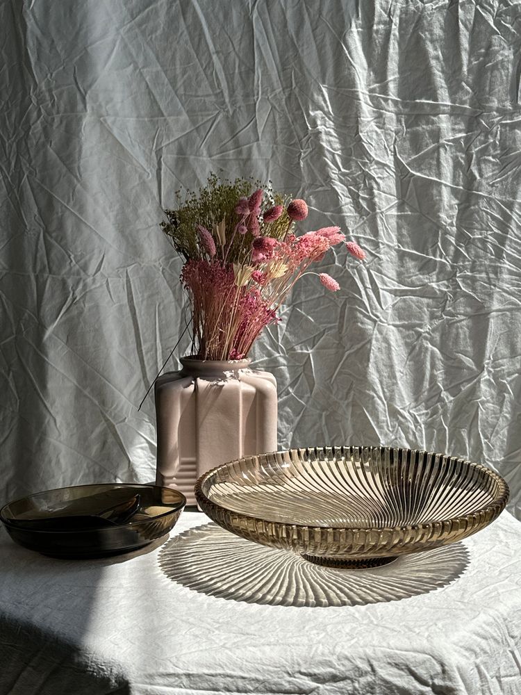 Platter and bowls - Small vintage smoked glass bowl with 3 compartments - OFFICE OBJETS