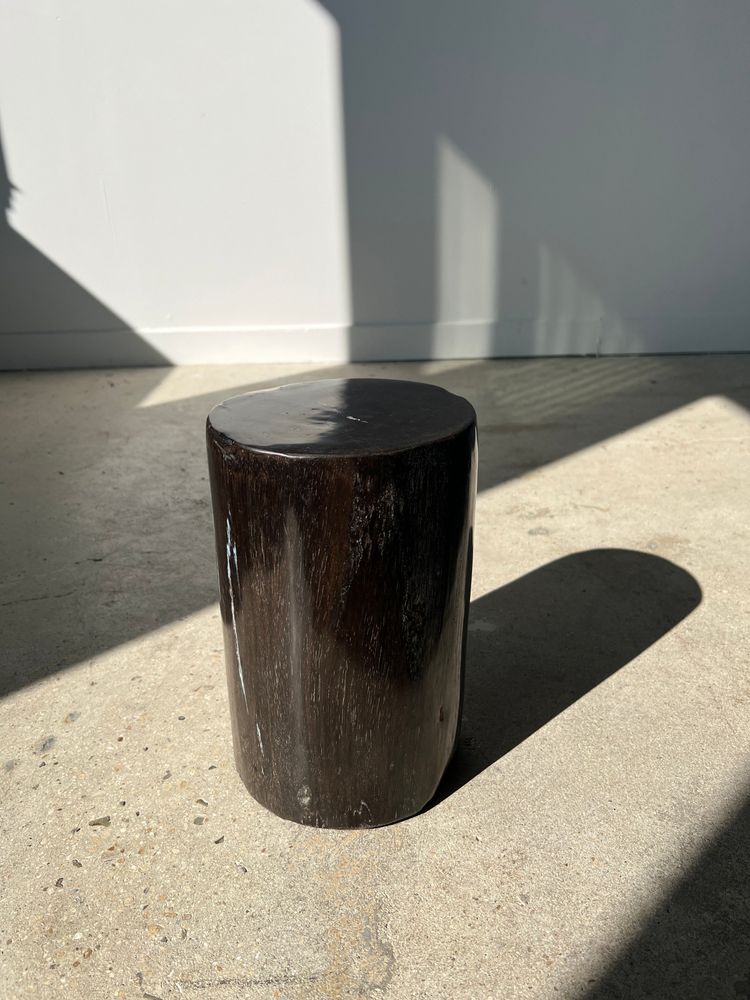 Autres tables - Petite table d'appoint en bois pétrifié noire H:27,5cm D:19cm - OFFICE OBJETS
